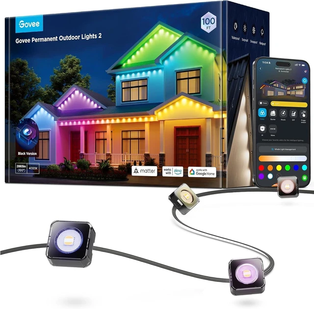 Main image of Govee Permanent Outdoor Lights 2, 100ft RGBIC Outdoor Lights with 100 Modes