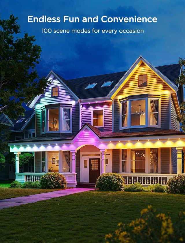 Alt view image 3 of 7 - Govee Permanent Outdoor Lights 2, 100ft RGBIC Outdoor Lights with 100 Modes
