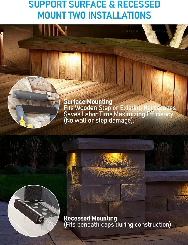 Alt view image 3 of 7 - LEONLITE 8-Pack 7 Inch LED Hardscape Lighting, 3W/4W/5W, 2700K Soft White