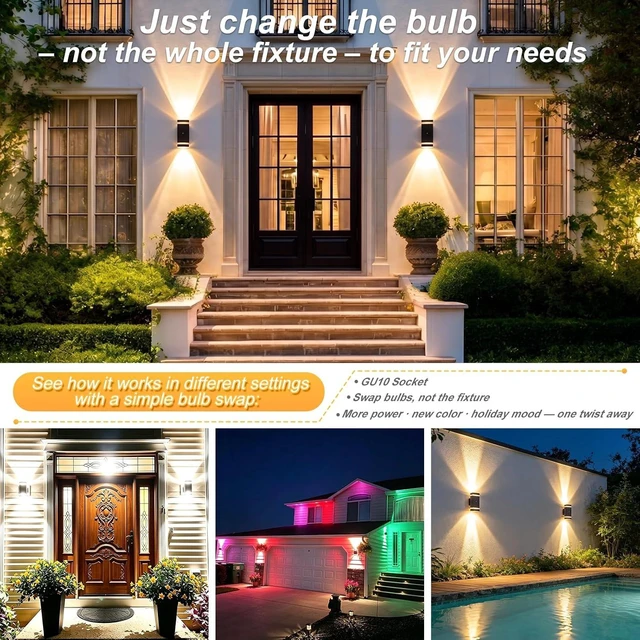 Alt view image 7 of 7 - LMP Dusk to Dawn Outdoor Lighting,Aluminum IP65 Waterproof Wall Porch Light