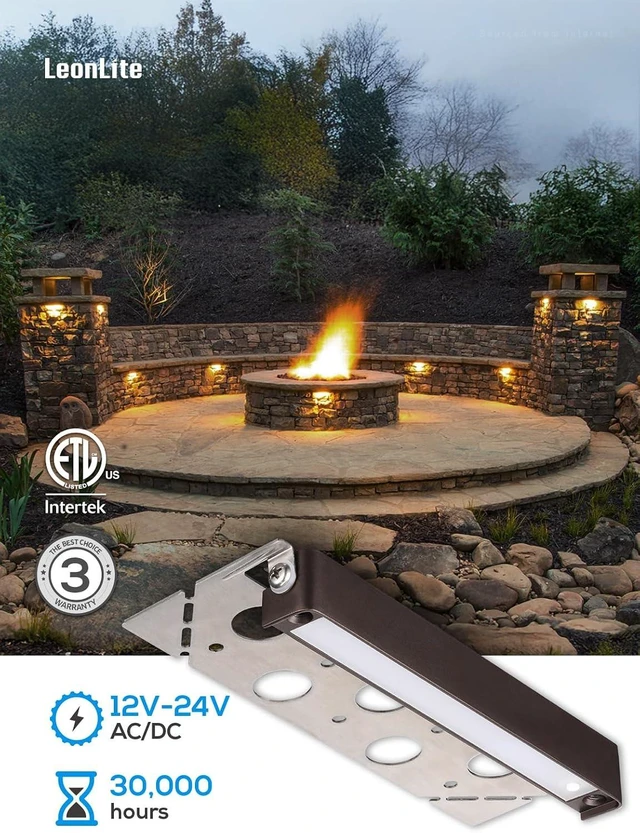 Alt view image 5 of 7 - LEONLITE 8-Pack 7 Inch LED Hardscape Lighting, 3W/4W/5W, 2700K Soft White