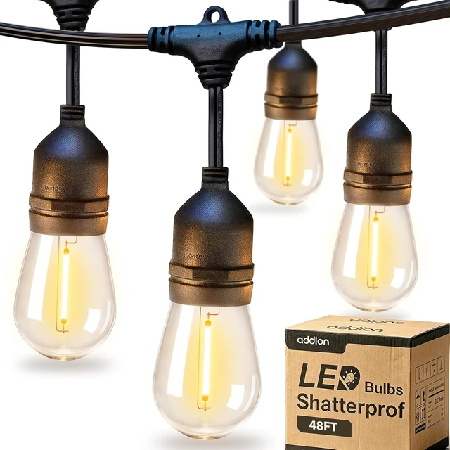 Main image of addlon LED Outdoor String Lights 48FT Edison Vintage Weatherproof ETL