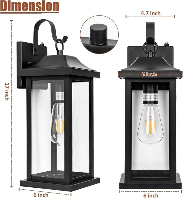Alt view image 3 of 7 - Dusk to Dawn Outdoor Lighting Wall Mounted 17 Inch Black