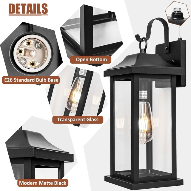 Alt view image 5 of 7 - Dusk to Dawn Outdoor Lighting Wall Mounted 17 Inch Black