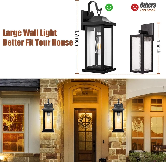 Alt view image 6 of 7 - Dusk to Dawn Outdoor Lighting Wall Mounted 17 Inch Black