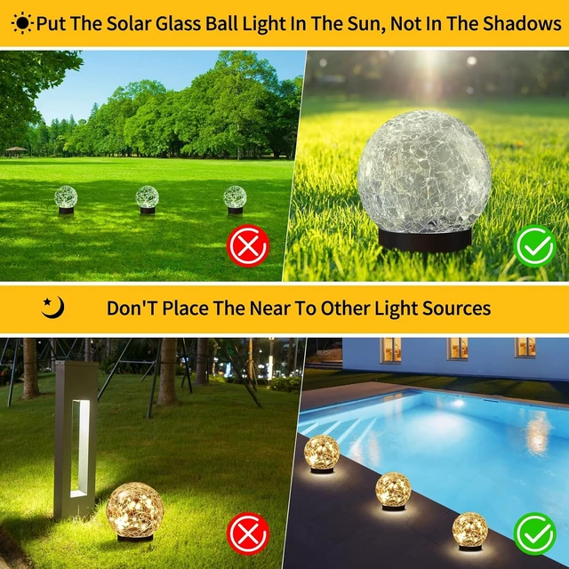 Alt view image 2 of 5 - JKIMK Solar Globe Lights Outdoor Waterproof-Solar Balls for Garden