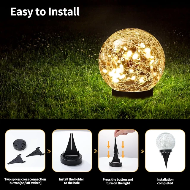 Alt view image 4 of 5 - JKIMK Solar Globe Lights Outdoor Waterproof-Solar Balls for Garden