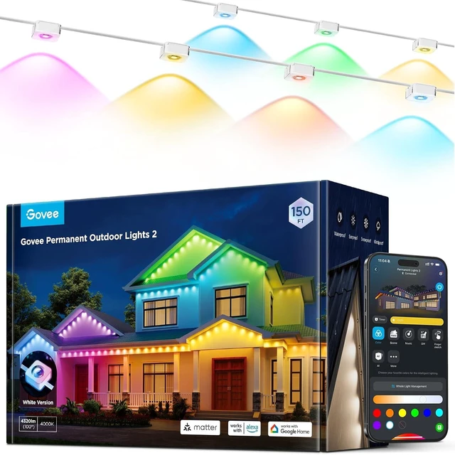 Main image of Govee Permanent Outdoor Lights 2, 150ft RGBIC Outdoor Lights with 100 Modes