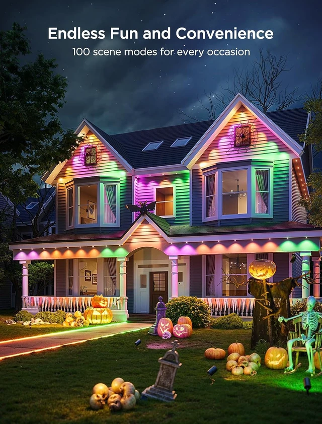 Alt view image 2 of 7 - Govee Permanent Outdoor Lights 2, 150ft RGBIC Outdoor Lights with 100 Modes