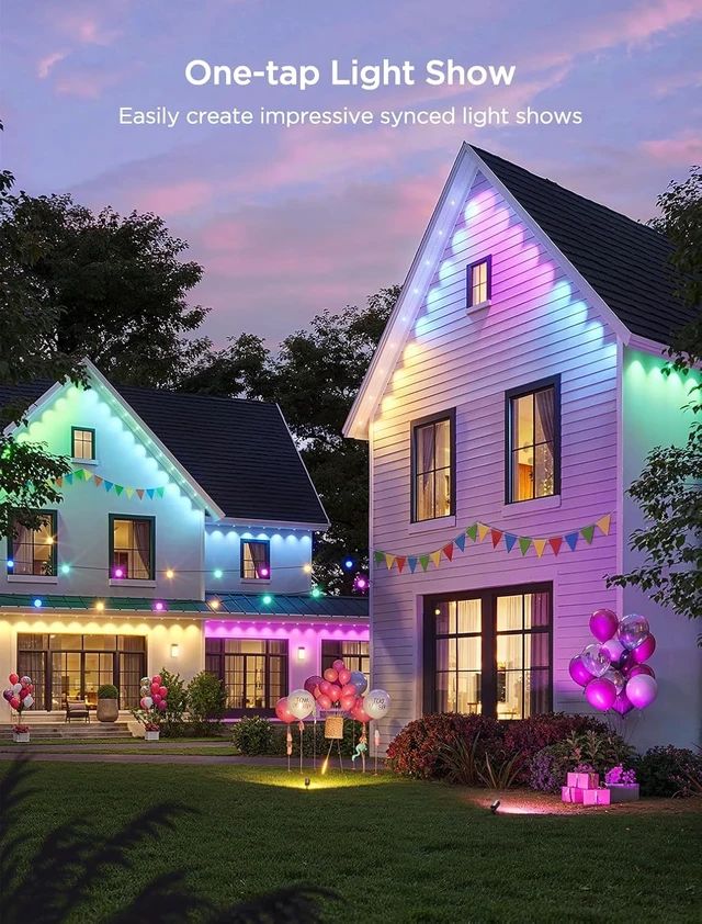 Alt view image 6 of 7 - Govee Permanent Outdoor Lights 2, 150ft RGBIC Outdoor Lights with 100 Modes