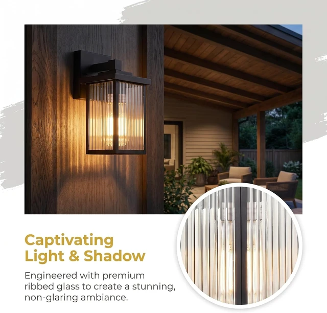 Alt view image 3 of 7 - Black Wall Mount Porch Lights, Modern Outdoor Lighting Fixtures