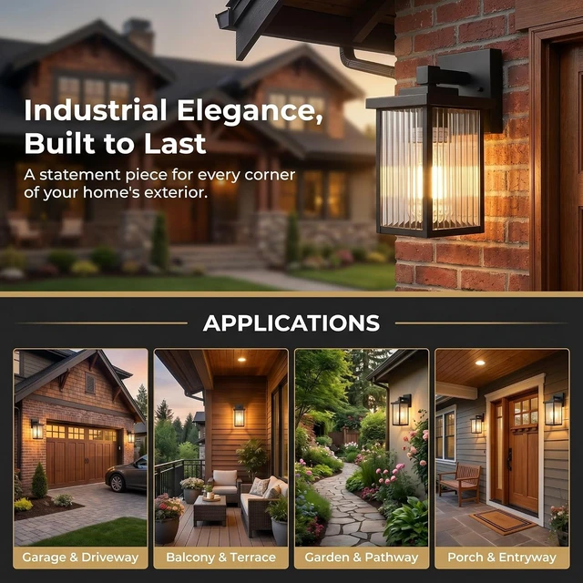 Alt view image 6 of 7 - Black Wall Mount Porch Lights, Modern Outdoor Lighting Fixtures