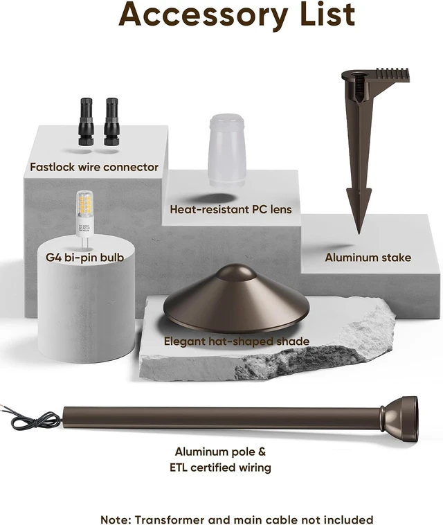Alt view image 3 of 7 - Low Voltage Pathway Lights with G4 3W 3000K Bulbs 12-Pack, ORB Aluminum