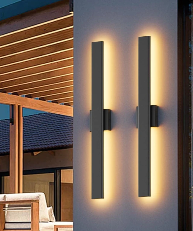 Main image of Aipsun 2 Packs Outdoor Wall Sconce, 3000K 4000K 6000K, 31.5in Modern Black Exterior Light, Long LED Linear Wall Light Outside Lighting for Entrance, Hallway, Garage, Porch(3CCT)