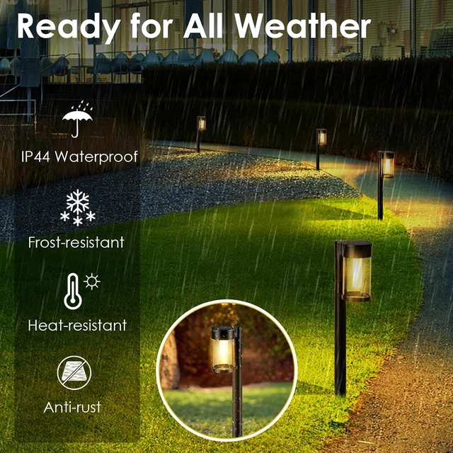 Alt view image 5 of 7 - Mancra Solar Pathway Lights Outdoor, 10 Pack Metal & Glass Solar Lights Outdoor Waterproof Landscape Path Lights for Yard Walkway Garden Decor, Warm White
