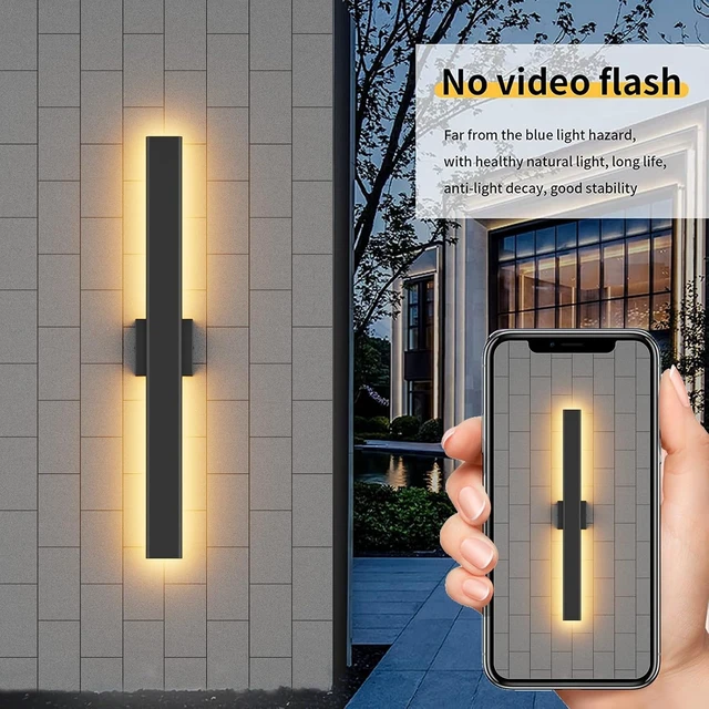 Alt view image 6 of 7 - Aipsun 2 Packs Outdoor Wall Sconce, 3000K 4000K 6000K, 31.5in Modern Black Exterior Light, Long LED Linear Wall Light Outside Lighting for Entrance, Hallway, Garage, Porch(3CCT)
