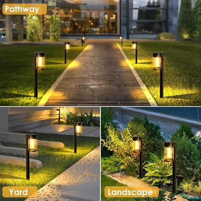 Alt view image 6 of 7 - Mancra Solar Pathway Lights Outdoor, 10 Pack Metal & Glass Solar Lights Outdoor Waterproof Landscape Path Lights for Yard Walkway Garden Decor, Warm White