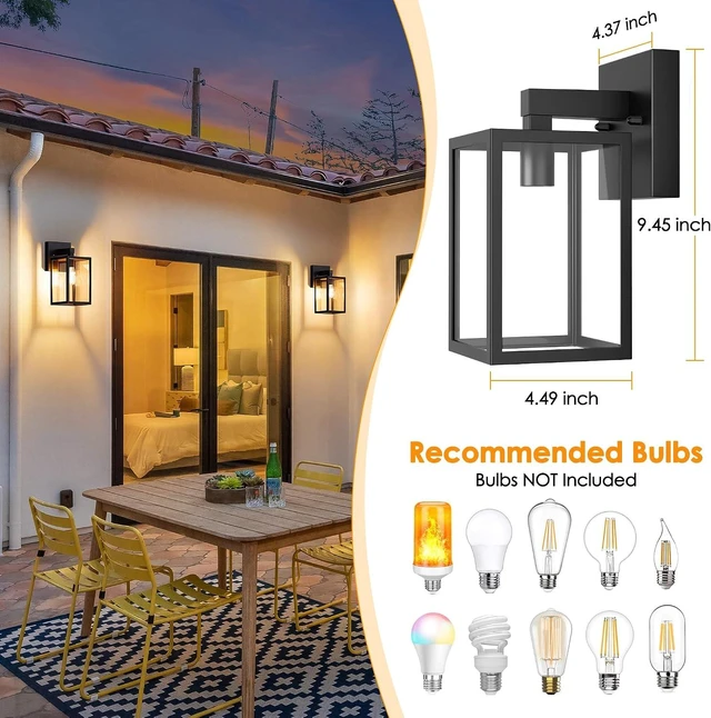 Alt view image 4 of 7 - MATAMEYE Outdoor Wall Light Fixture, Black Porch Lights, 2 Pack