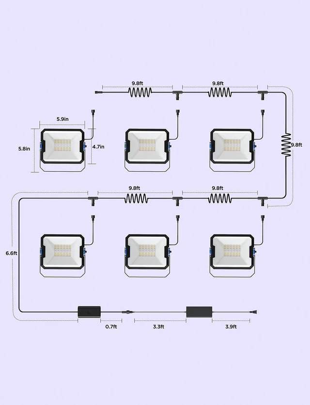 Alt view image 5 of 7 - Govee Outdoor Flood Lights 2, RGBIC, IP66, Wired 6 Pack