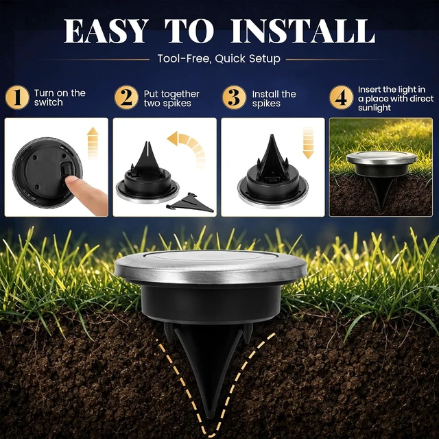 Alt view image 7 of 7 - SOLPEX 10 Pack Small Solar Ground Lights, Pathway Lights Cool White