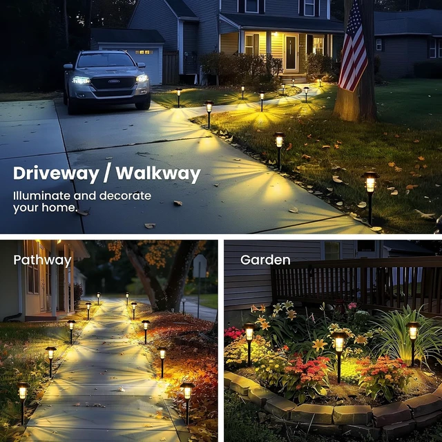 Alt view image 2 of 7 - SOLPEX Solar Pathway Lights Waterproof Outdoor Lighting, Warm White 8 Pack