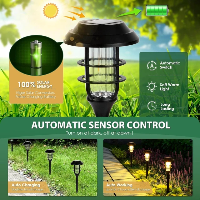 Alt view image 7 of 7 - SOLPEX Solar Pathway Lights Waterproof Outdoor Lighting, Warm White 8 Pack
