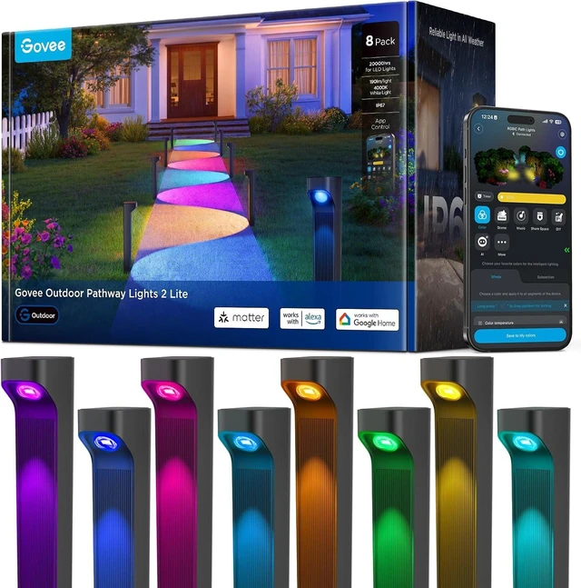 Main image of Govee Outdoor Pathway Lights 2 Lite, 8 Pack, 190 Lumens, IP67 Waterproof