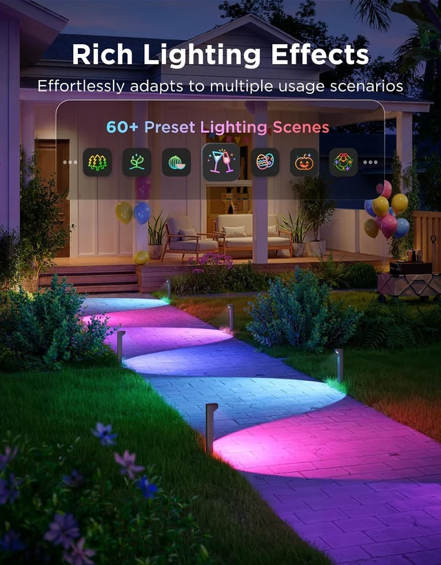 Alt view image 5 of 7 - Govee Outdoor Pathway Lights 2 Lite, 8 Pack, 190 Lumens, IP67 Waterproof