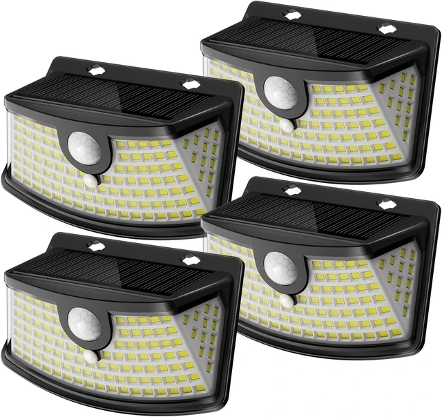 Main image of Aootek Solar Motion Sensor Lights Outdoor 120 LEDs, Black, 4 Pack
