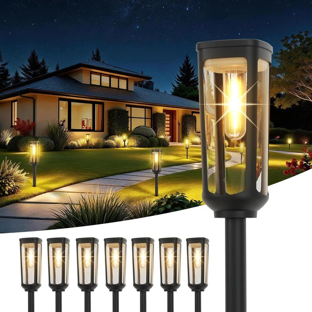 Main image of JEJOT Solar Pathway Lights Outdoor Waterproof, 8 Pack Solar Walkway Lights