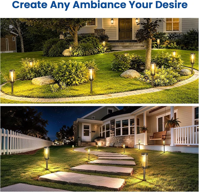 Alt view image 7 of 7 - JEJOT Solar Pathway Lights Outdoor Waterproof, 8 Pack Solar Walkway Lights