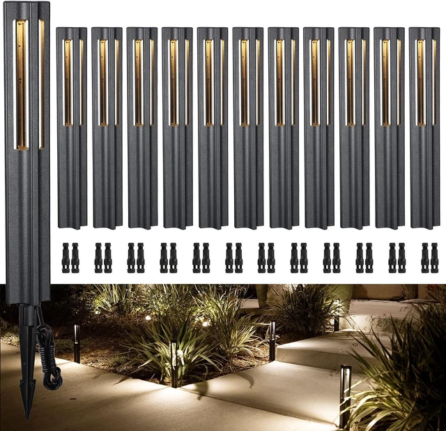 Main image of LEONLITE 12-Pack 3W LED Low Voltage Path Lights Aluminum 3000K Black