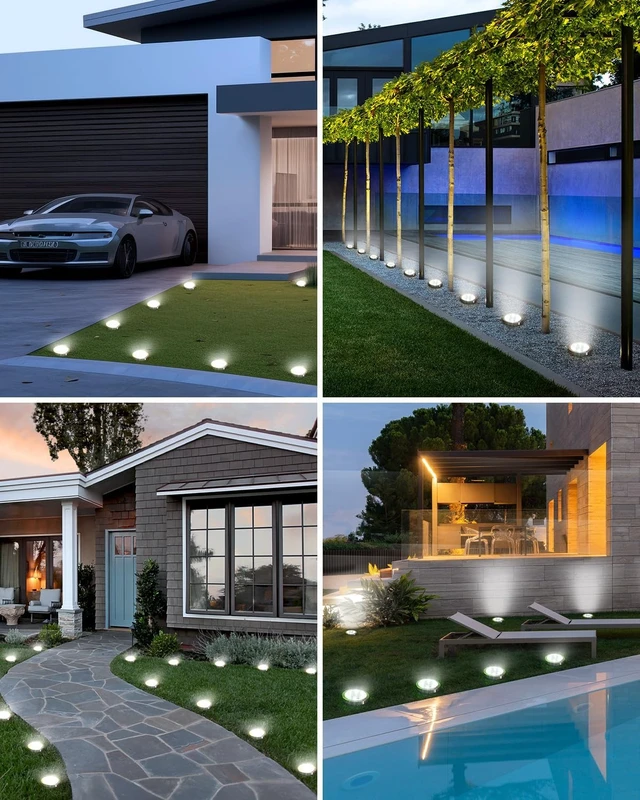 Alt view image 5 of 7 - btfarm 16 Pack Solar Lights Outdoor Waterproof, 8 LED Solar Ground Lights