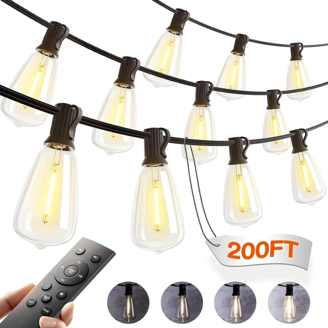 Main image of addlon 200(50FT*4) Outdoor String Lights with Remote LED Edison Waterproof