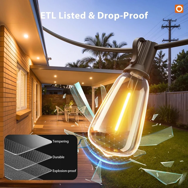 Alt view image 4 of 7 - addlon 200(50FT*4) Outdoor String Lights with Remote LED Edison Waterproof