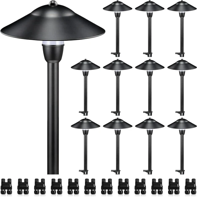 Main image of SUNVIE 12-Pack Low Voltage Pathway Lights, 3W 3000K 150lm Classic Aluminum
