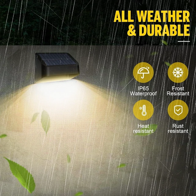 Alt view image 5 of 5 - Brighter Solar Fence Lights,Solar Lights Outdoor Waterproof,Warm White and RGB 8 Colors,Dusk to Dawn Deck Light, Outdoor Lighting for Backyard/Railing/Wall/Step/Patio12 Pack,Black
