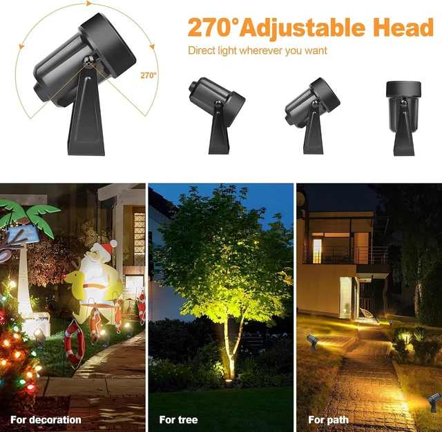 Alt view image 3 of 7 - Outdoor Landscape lighting Low Voltage, 65.6FT Wired LED Spot light with Plug-in Transformer, IP65 Waterproof Outside Uplight 18W 1800LM for Yard Garden Tree Pathway House, Warm White 3000K, Pack of 6