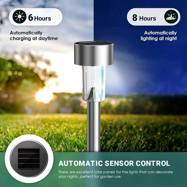 Alt view image 4 of 7 - GIGALUMI 16 Pack Solar Lights Outdoor Waterproof, Stainless Steel