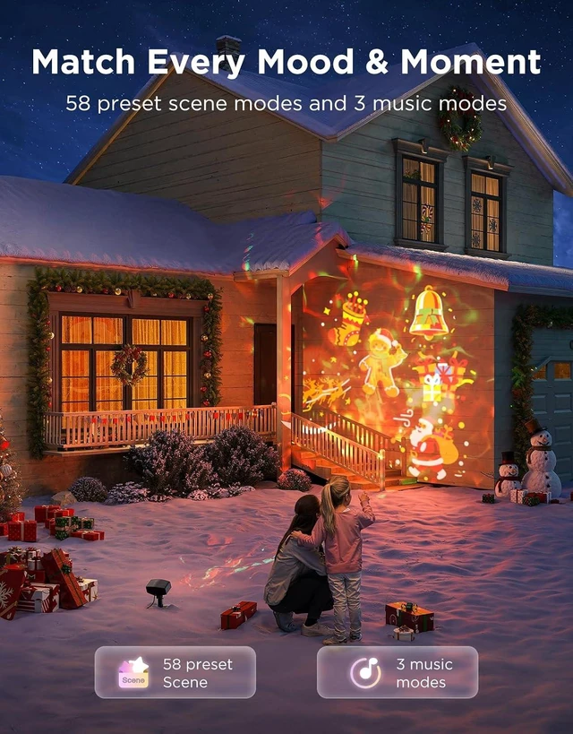 Alt view image 5 of 7 - Govee Outdoor Decoration Projector Light, LED Snowflake Projector, IP67