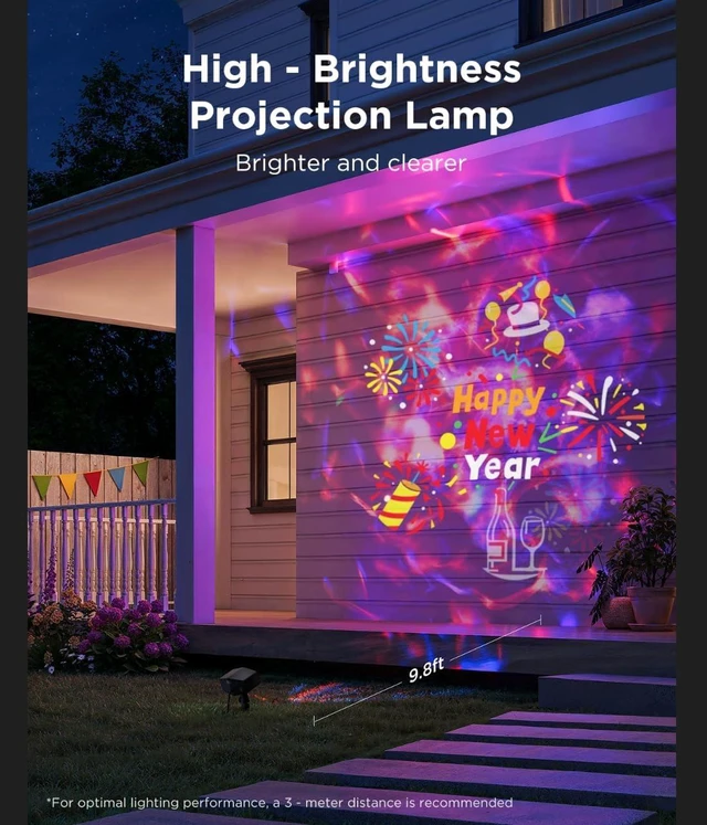 Alt view image 4 of 7 - Govee Outdoor Decoration Projector Light, LED Snowflake Projector, IP67