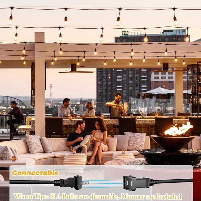 Alt view image 5 of 6 - Svater 48 FT Outdoor String Lights 2W Commercial Grade Waterproof S14 ETL