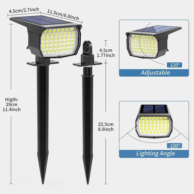 Alt view image 6 of 6 - WENATY Solar Spot Lights Outdoor Landscape Spotlights 12 Pack Cool White