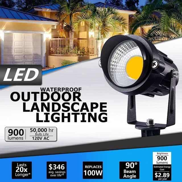 Alt view image 2 of 7 - SUNVIE LED Outdoor Spotlight 12W Landscape Lighting 120V AC Waterproof Landscape Lights Spot Lights for Yard with Spiked Stake Warm White Flag Light Garden Decorative Lamp with US 3-Plug in (6 Pack)