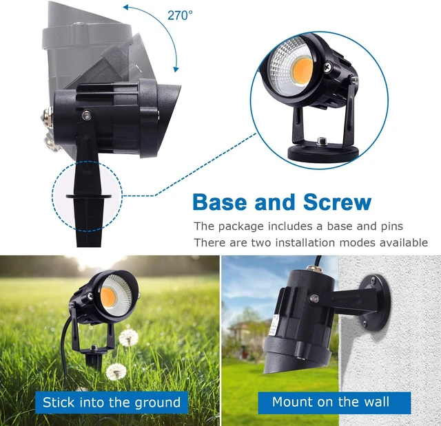 Alt view image 5 of 7 - SUNVIE LED Outdoor Spotlight 12W Landscape Lighting 120V AC Waterproof Landscape Lights Spot Lights for Yard with Spiked Stake Warm White Flag Light Garden Decorative Lamp with US 3-Plug in (6 Pack)