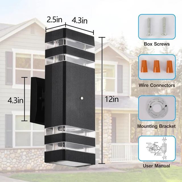 Alt view image 6 of 7 - DASTOR Dusk to Dawn Outdoor Lighting, Up and Down Outdoor Lights for House