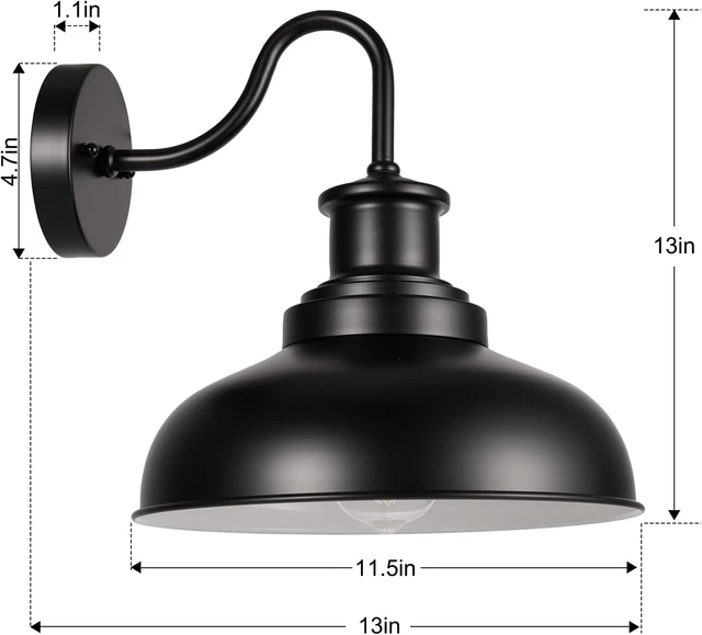 Alt view image 5 of 7 - Outdoor Barn Lights Outdoor Wall Sconces Farmhouse Exterior Wall Mount Light Vintage Outside Wall Lighting Fixture Industrial Black White Lanterns for Porch, Entryway, Garage, 2 Pack