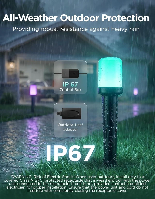 Alt view image 4 of 7 - Govee Outdoor Cylinder Pathway Lights, 8 Pack, 425 Lumens, IP67 Waterproof