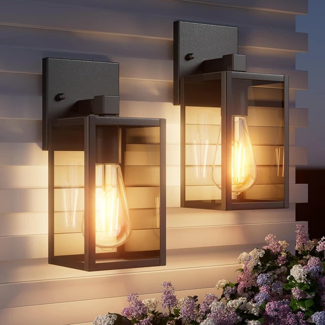 Main image of Outdoor Light Fixtures Wall Mount, Waterproof Front Porch Lights, Modern Exterior Lighting Fixtures with E26 Socket, Black Wall Sconces Lantern Lamp, Outside Lights for House, Garage, Patio (2 Pack