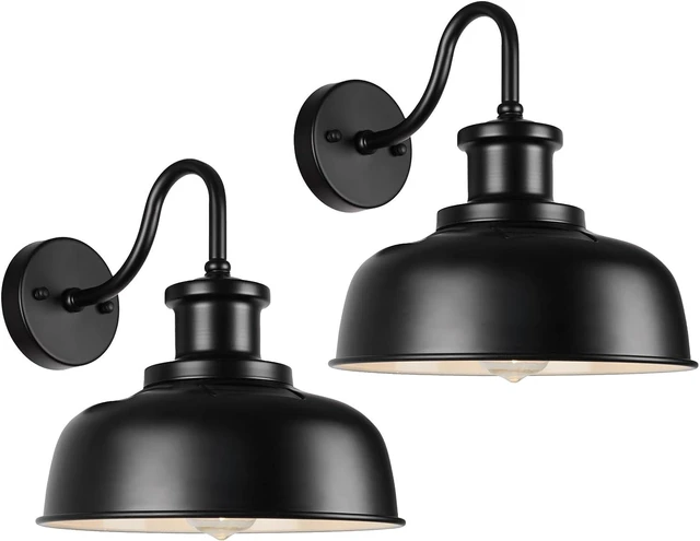 Main image of Solar Barn Lights for Outside, Outdoor Wall Lights Solar Powered, Farmhouse Exterior Wall Sconces, Industrial Exterior Lighting Fixture, Rustic Lantern for Garage, Barn, Shed,RZSR007-2